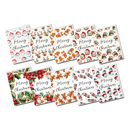 Bundel of 10 Christmas pattern greeting cards