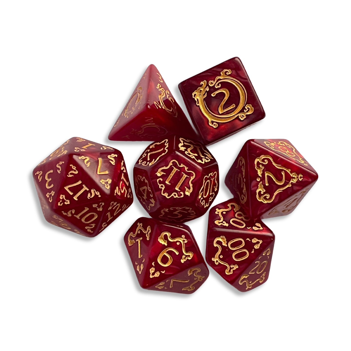 Ruby Red D&D Dice Set | Deep Red Polyhedral RPG Dice