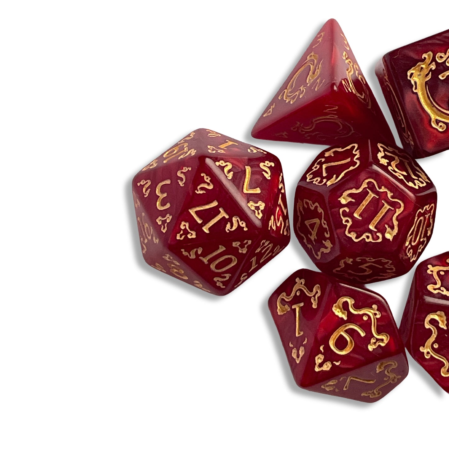 Ruby Red D&D Dice Set | Deep Red Polyhedral RPG Dice
