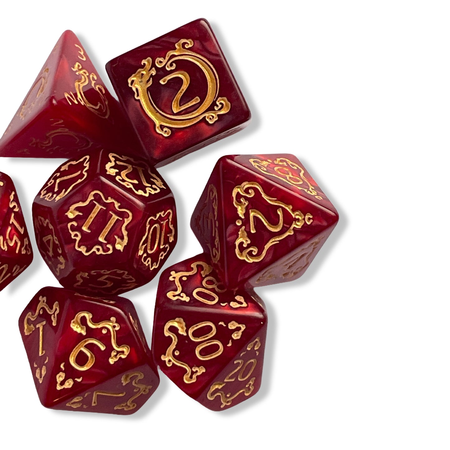 Ruby Red D&D Dice Set | Deep Red Polyhedral RPG Dice