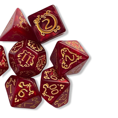 Ruby Red D&D Dice Set | Deep Red Polyhedral RPG Dice