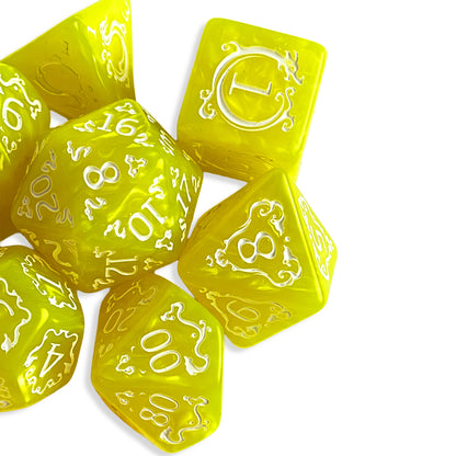 Lemon Yellow D&D Dice Set | Bright Polyhedral RPG Dice