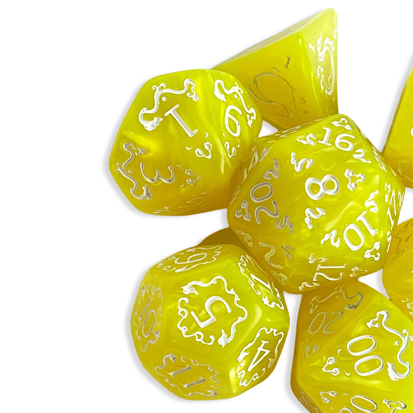 Lemon Yellow D&D Dice Set | Bright Polyhedral RPG Dice