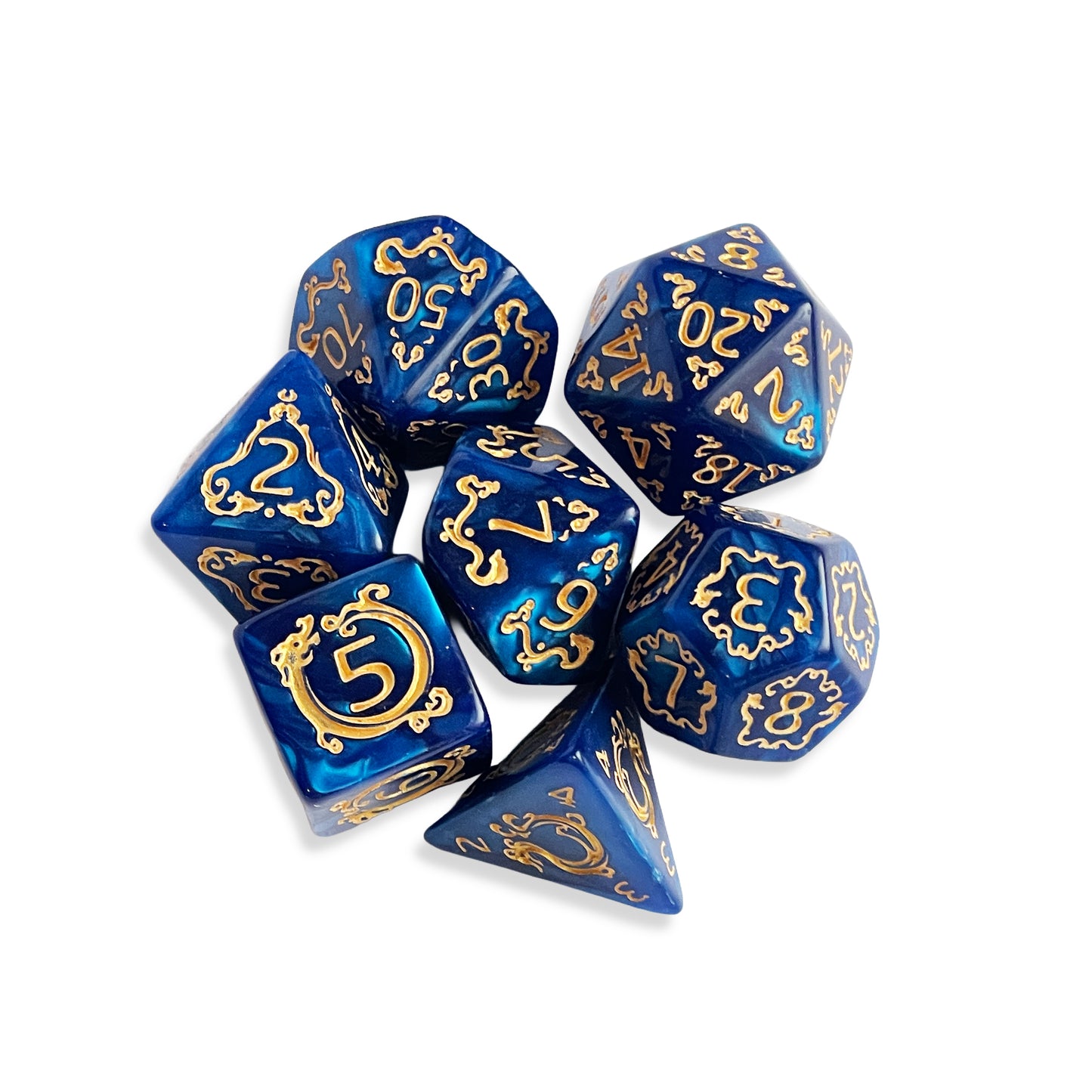 Lapis Lazuli Blue D&D Dice | Royal Blue RPG Dice Set