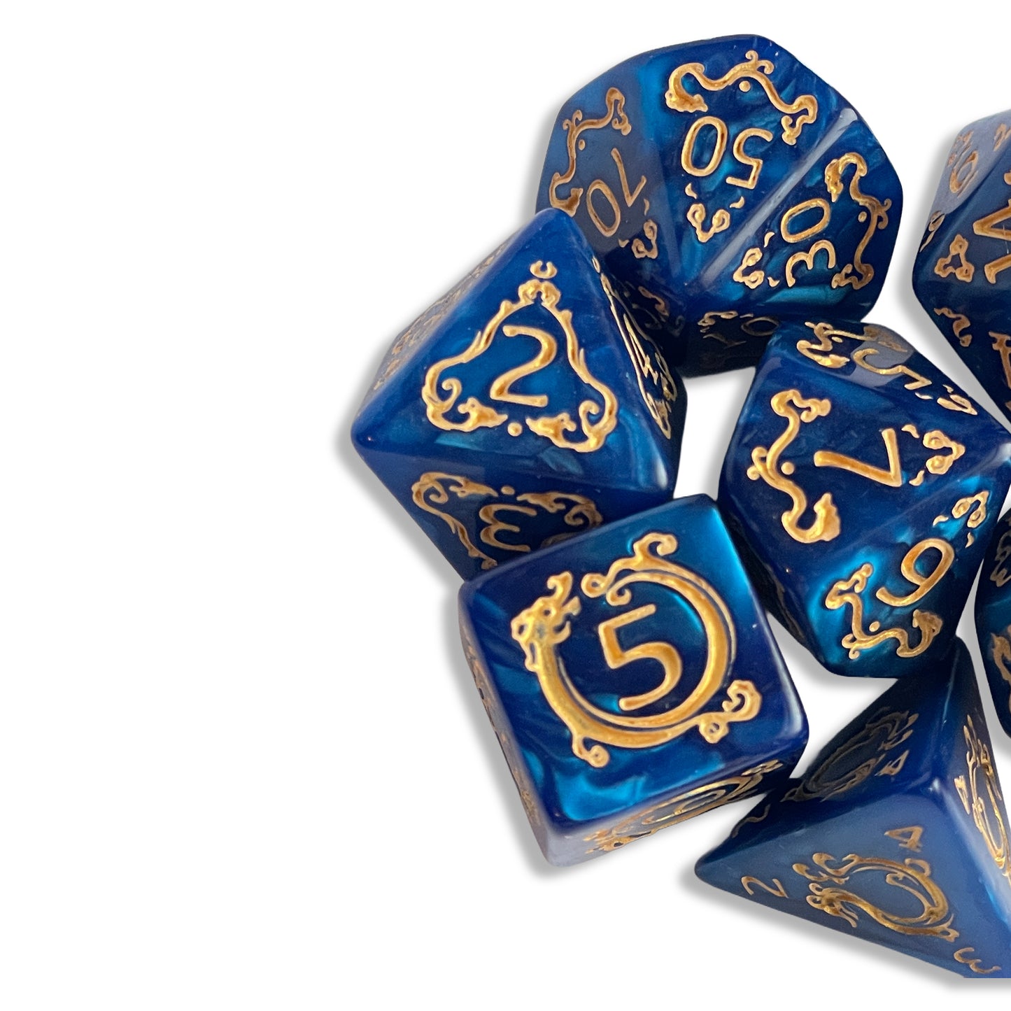 Lapis Lazuli Blue D&D Dice | Royal Blue RPG Dice Set