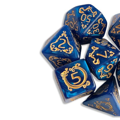 Lapis Lazuli Blue D&D Dice | Royal Blue RPG Dice Set