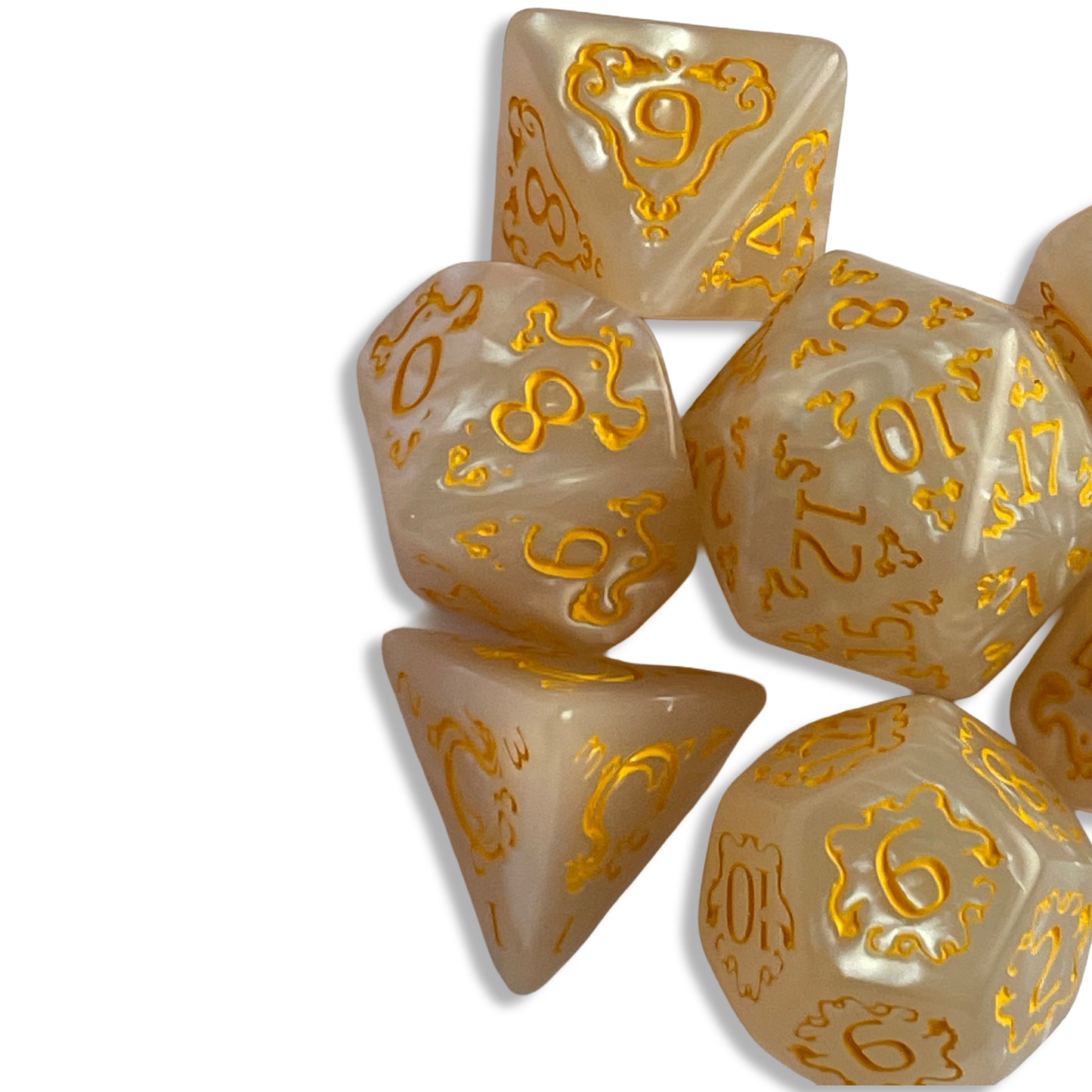 Bone Pearl White D&D Dice | Elegant Polyhedral RPG Dice
