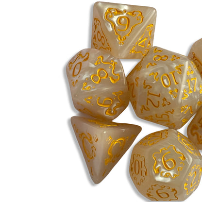 Bone Pearl White D&D Dice | Elegant Polyhedral RPG Dice