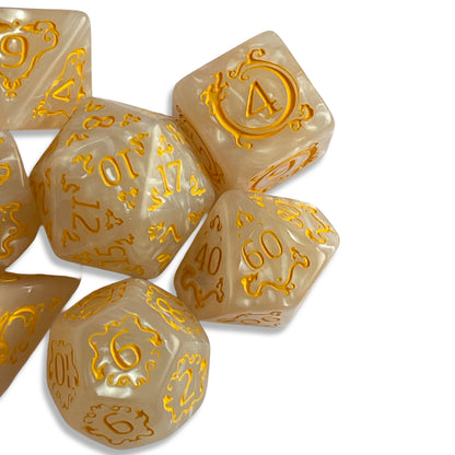 Bone Pearl White D&D Dice | Elegant Polyhedral RPG Dice