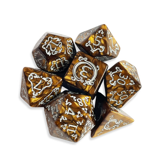 Pearl Brown D&D Dice | Shimmer Earth-Tone RPG Dice