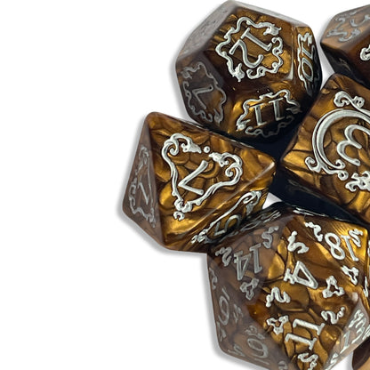 Pearl Brown D&D Dice | Shimmer Earth-Tone RPG Dice