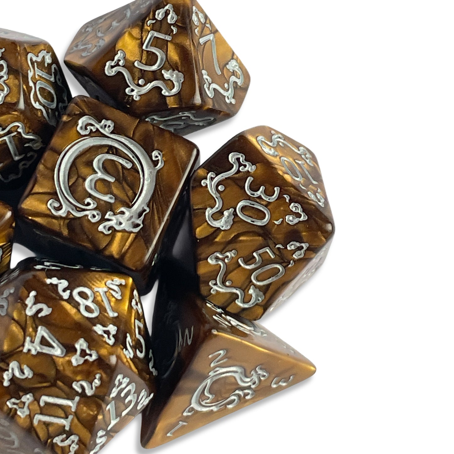 Pearl Brown D&D Dice | Shimmer Earth-Tone RPG Dice