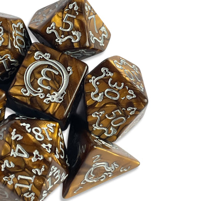 Pearl Brown D&D Dice | Shimmer Earth-Tone RPG Dice