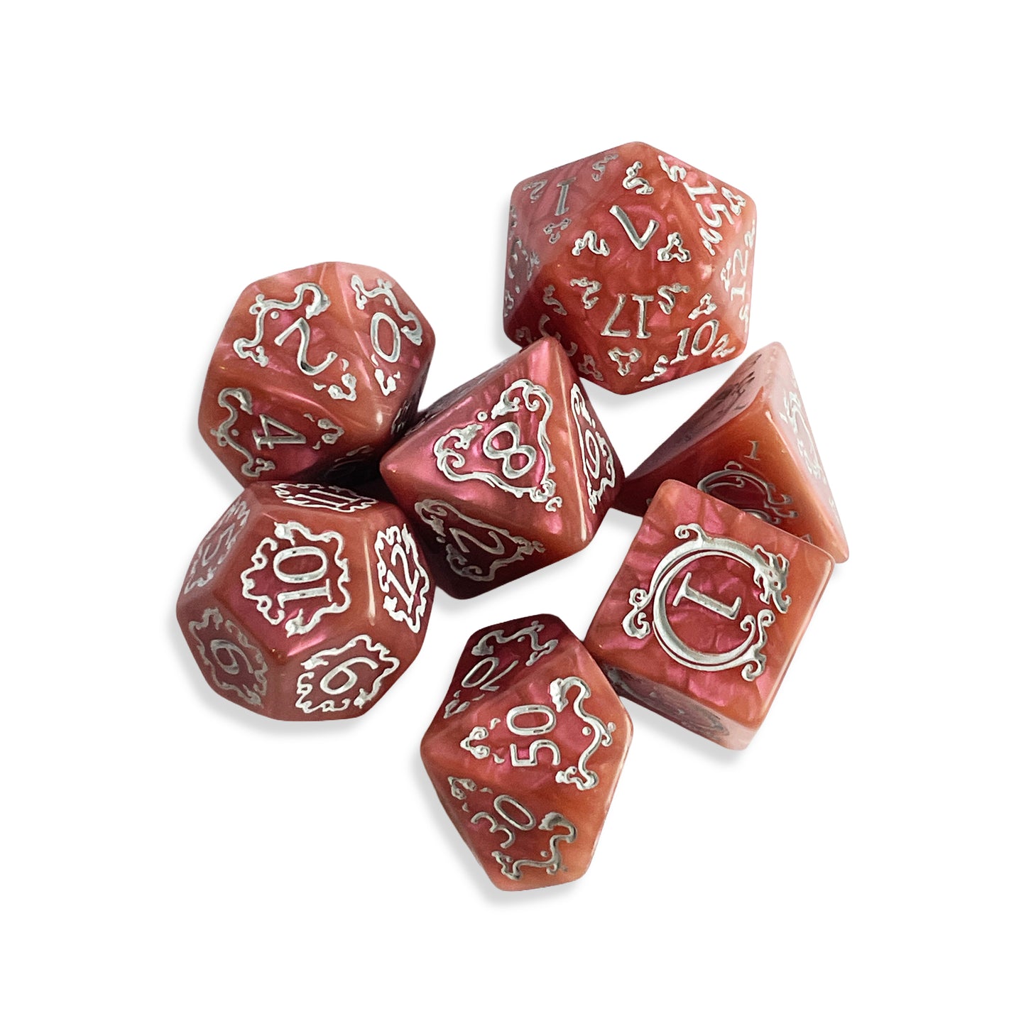 Pink Pearl D&D Dice | Shimmering Pink RPG Dice Set