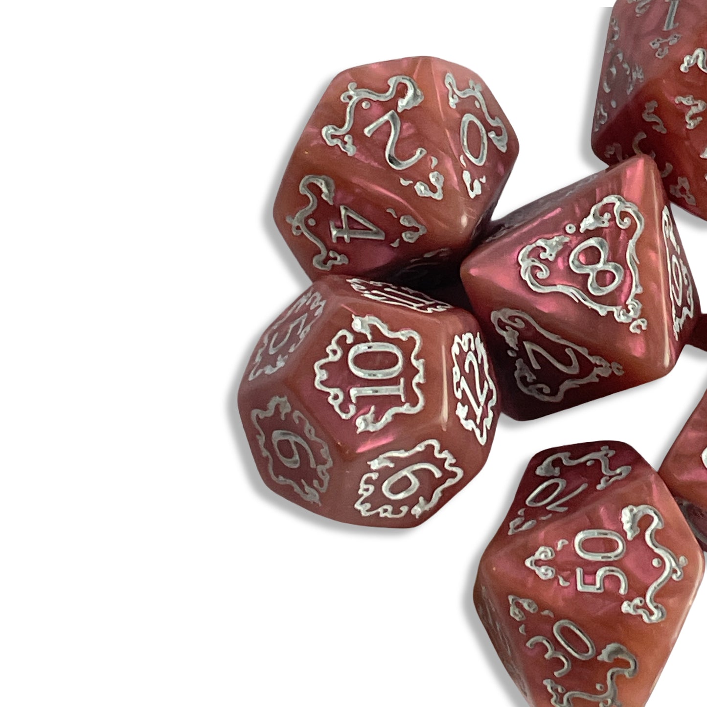 Pink Pearl D&D Dice | Shimmering Pink RPG Dice Set