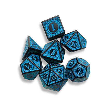 Black & Blue D&D Dice Set | Polyhedral RPG Dice for Dungeons & Dragons