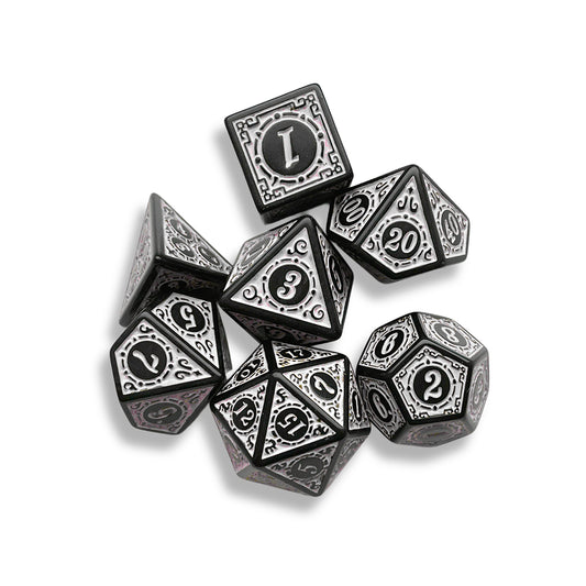 Black & White D&D Dice Set | Classic Polyhedral RPG Dice