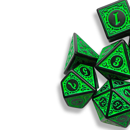 Black & Green D&D Dice Set | Fantasy Polyhedral DND Dice
