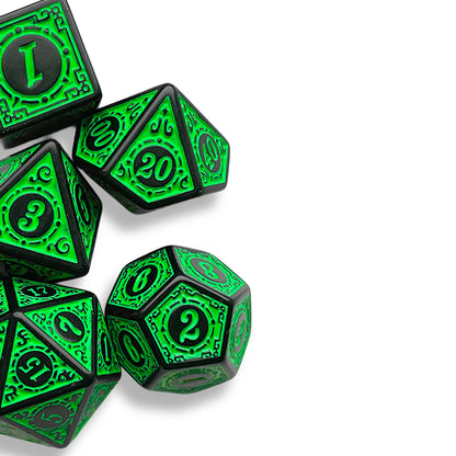 Black & Green D&D Dice Set | Fantasy Polyhedral DND Dice