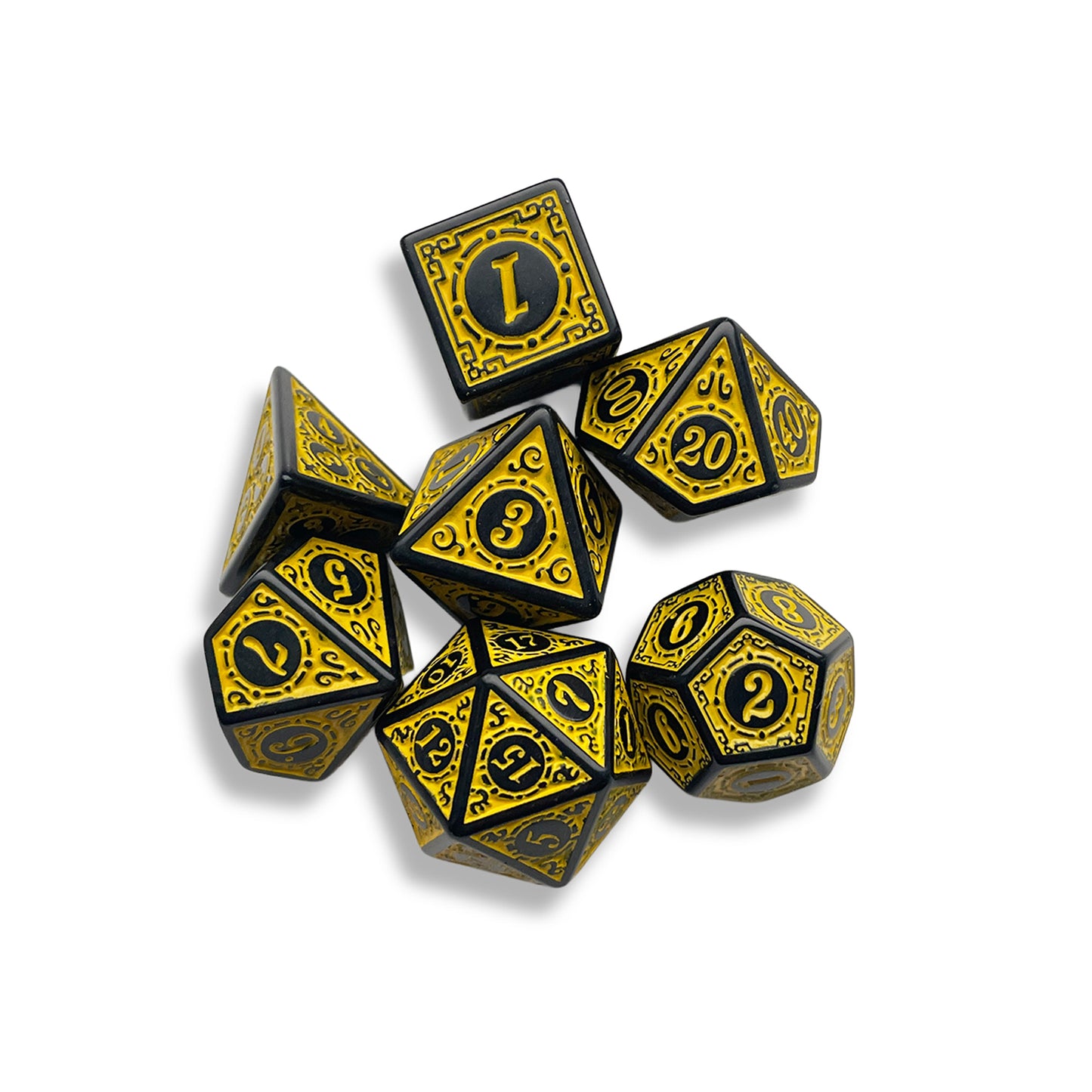 Black & Yellow D&D Dice Set | High Contrast RPG Dice