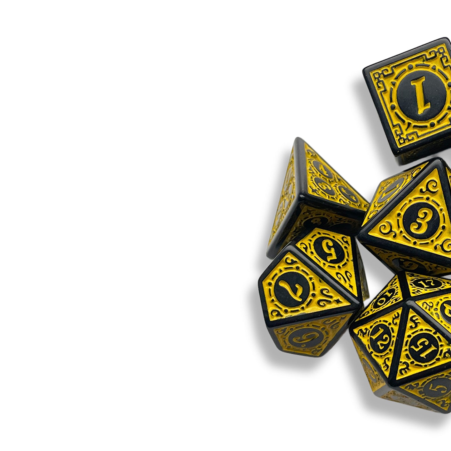 Black & Yellow D&D Dice Set | High Contrast RPG Dice