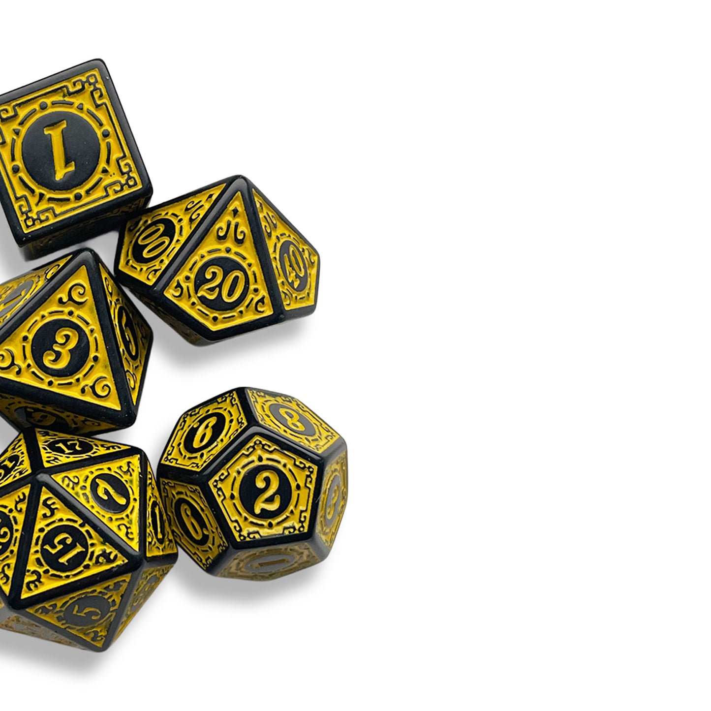 Black & Yellow D&D Dice Set | High Contrast RPG Dice
