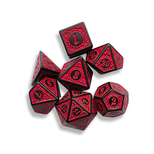 Black & Red D&D Dice Set | Dark Fantasy Polyhedral Dice