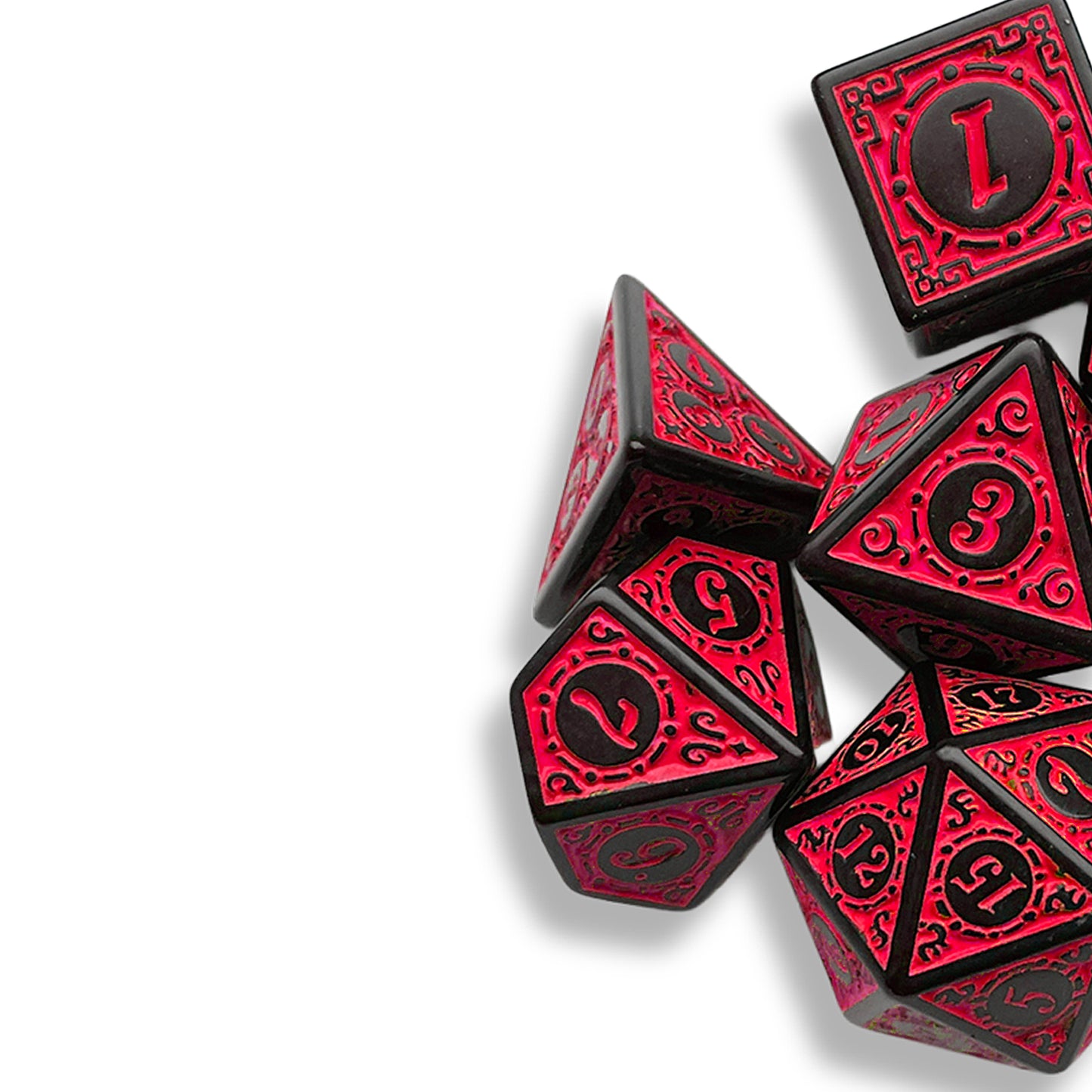 Black & Red D&D Dice Set | Dark Fantasy Polyhedral Dice