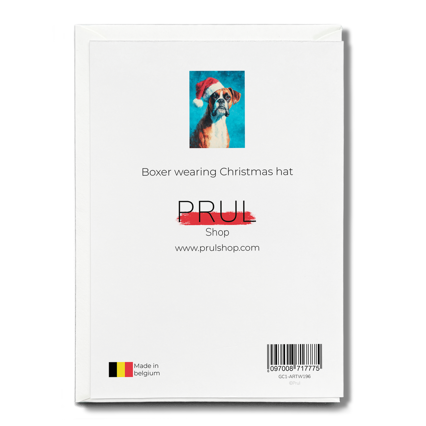 Boxer wearing Christmas hat - Greeting Card