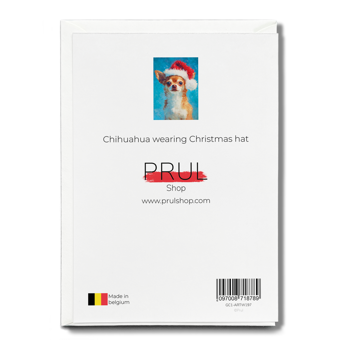 Chihuahua wearing Christmas hat - Greeting Card