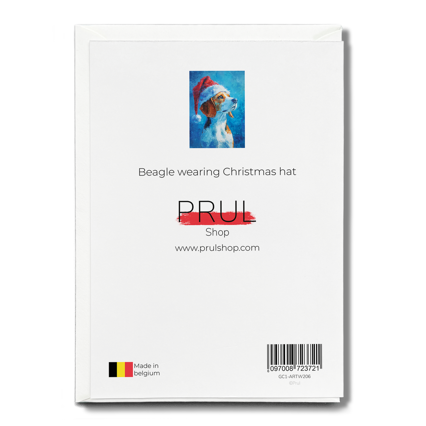 Beagle wearing Christmas hat - Greeting Card