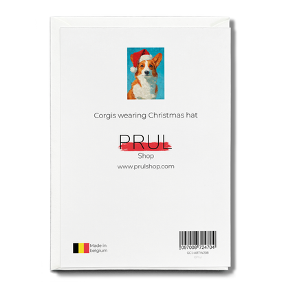 Corgis wearing Christmas hat - Greeting Card
