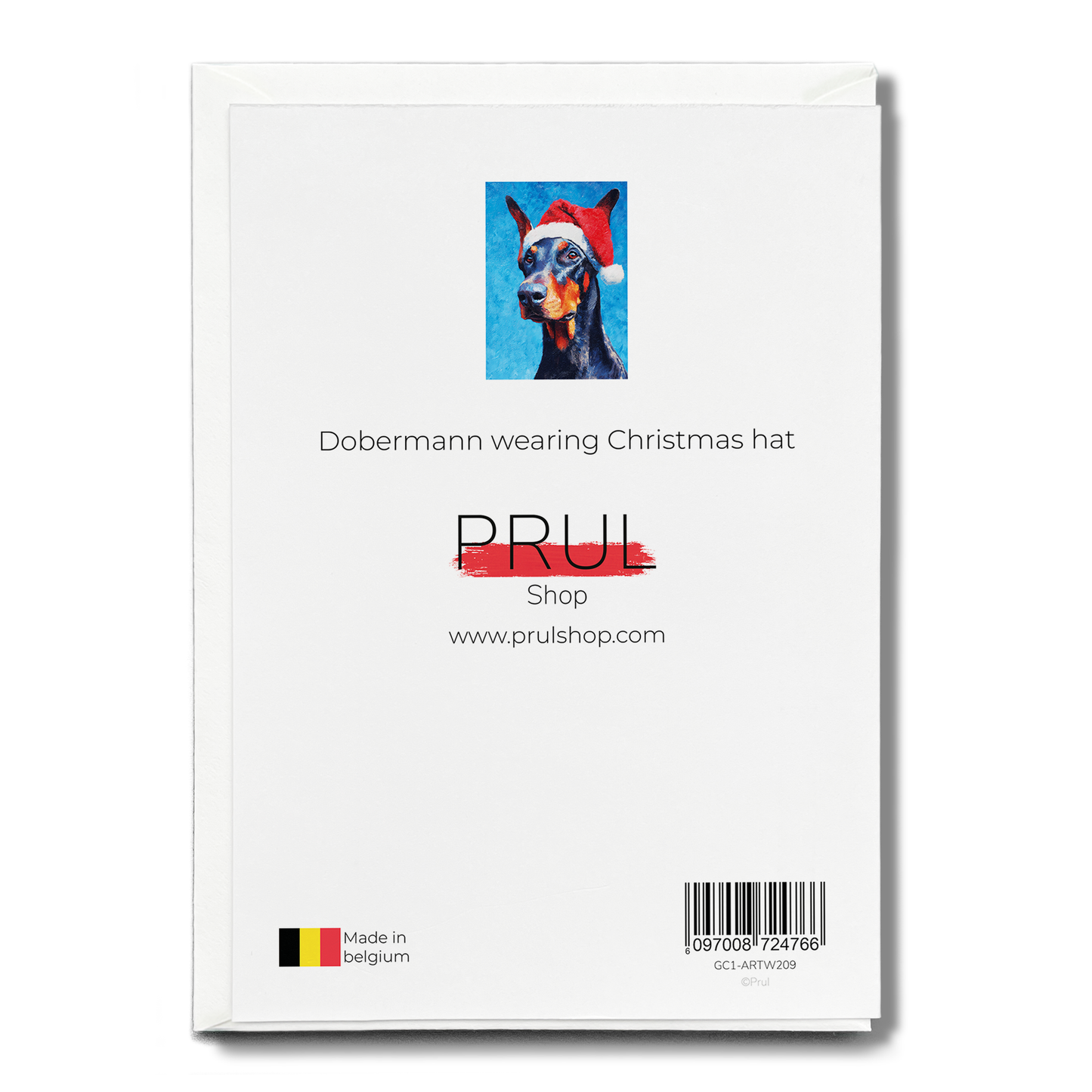Dobermann wearing Christmas hat - Greeting Card