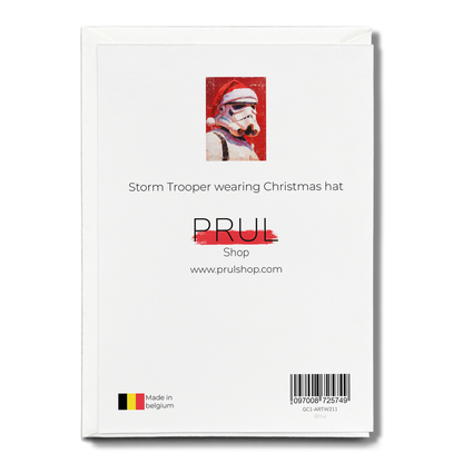 Storm Trooper wearing Christmas hat - Greeting Card