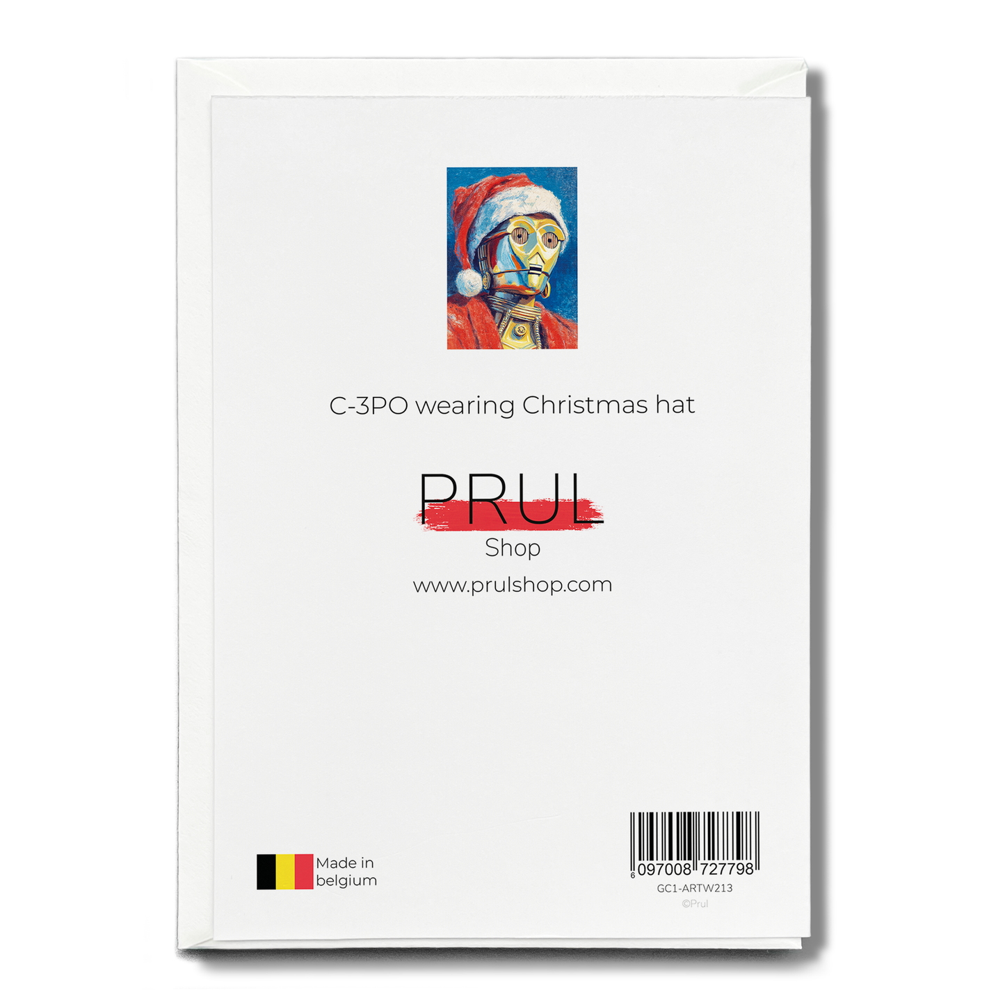 C-3PO wearing Christmas hat - Greeting Card
