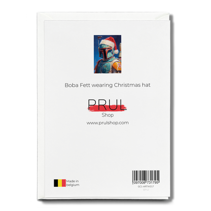 Boba Fett wearing Christmas hat - Greeting Card