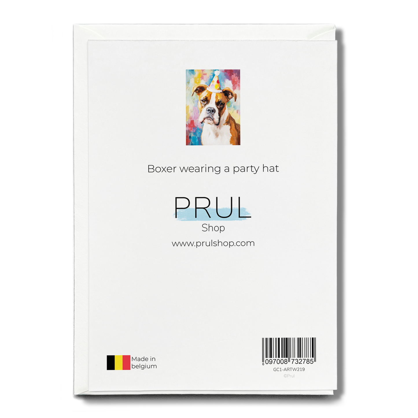 Boxer wearing a party hat - Greeting Card