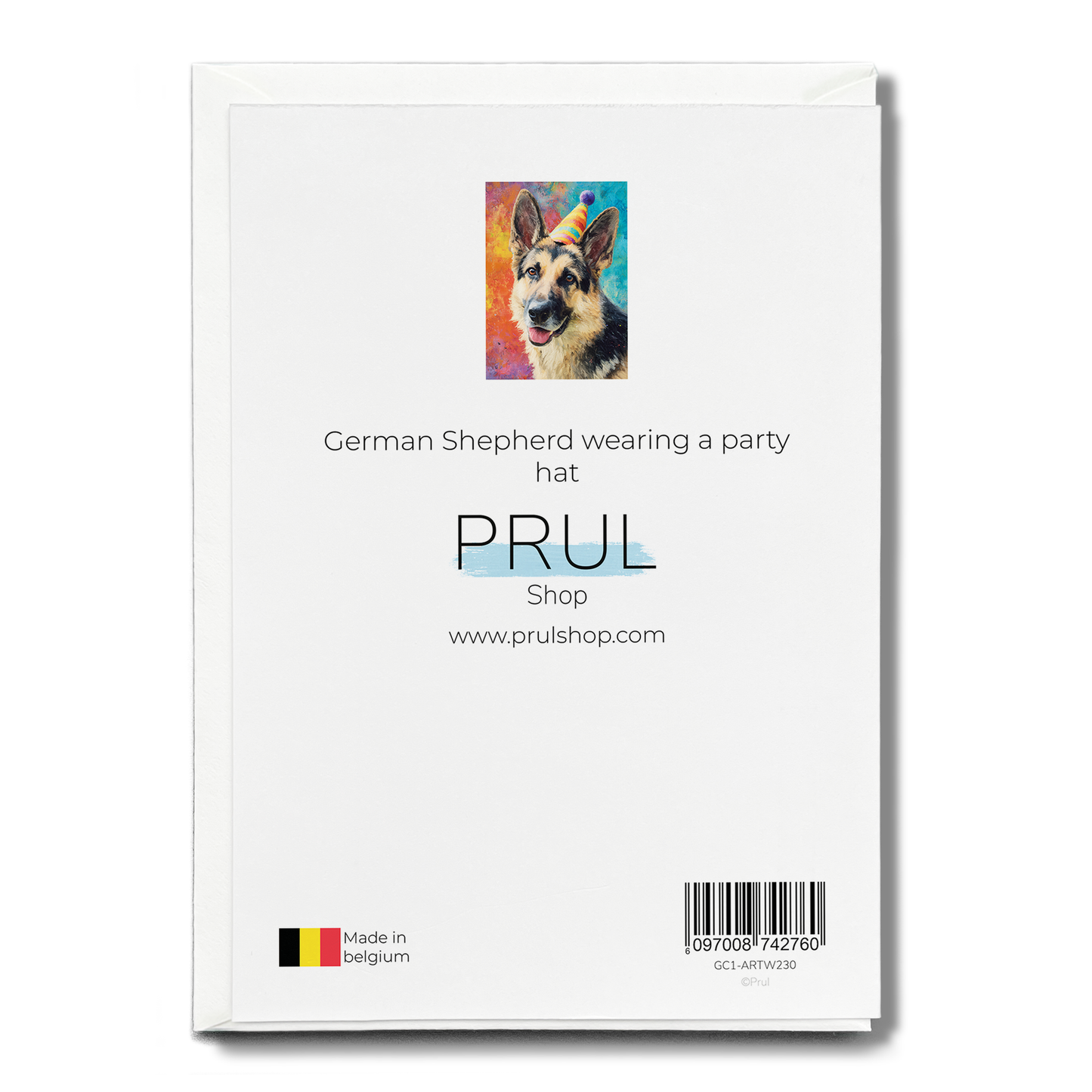German Shepherd wearing a party hat - Greeting Card
