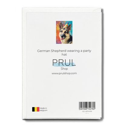 German Shepherd wearing a party hat - Greeting Card