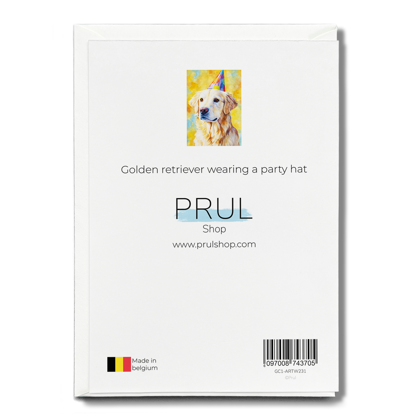 Golden retriever wearing a party hat  - Greeting Card