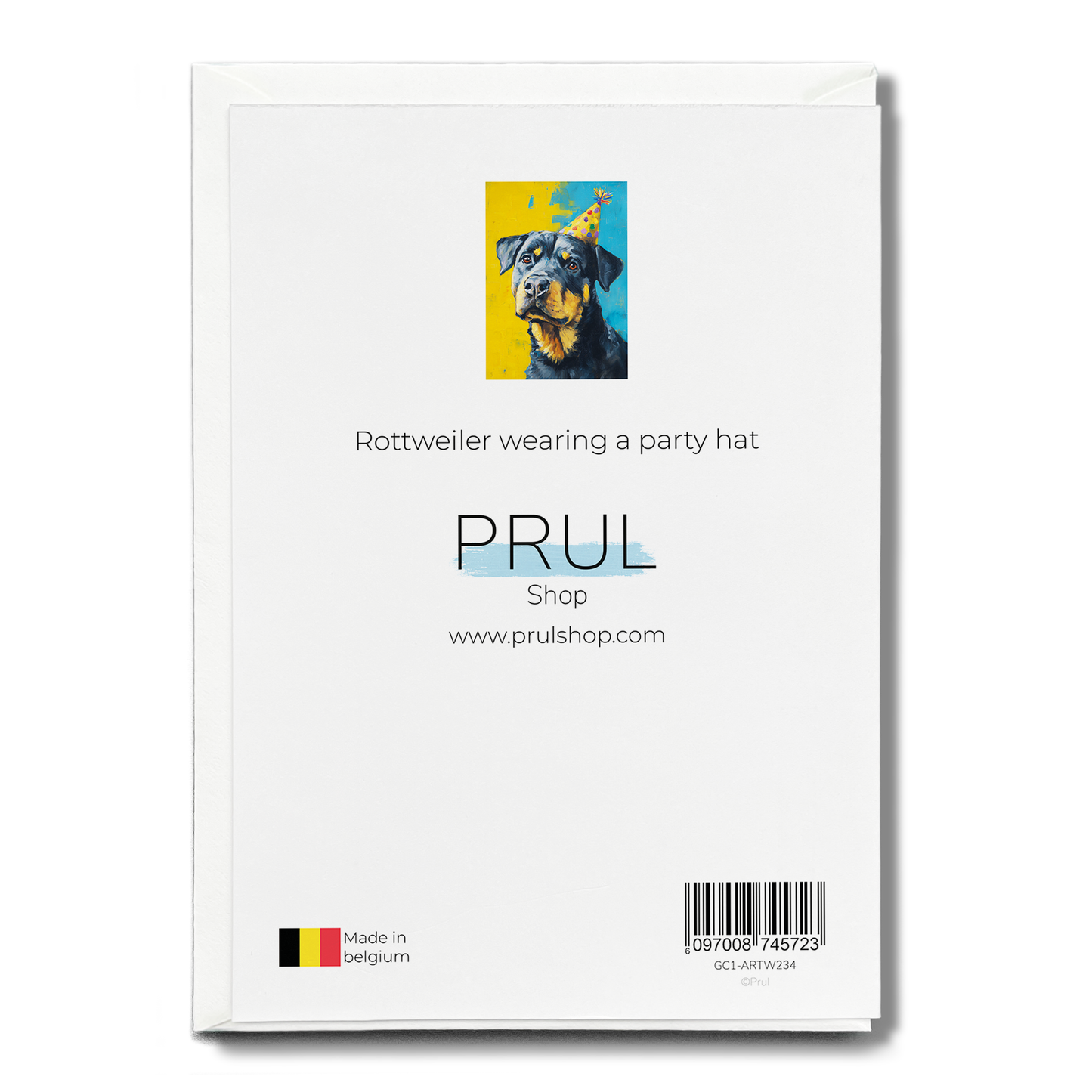 Rottweiler wearing a party hat - Greeting Card