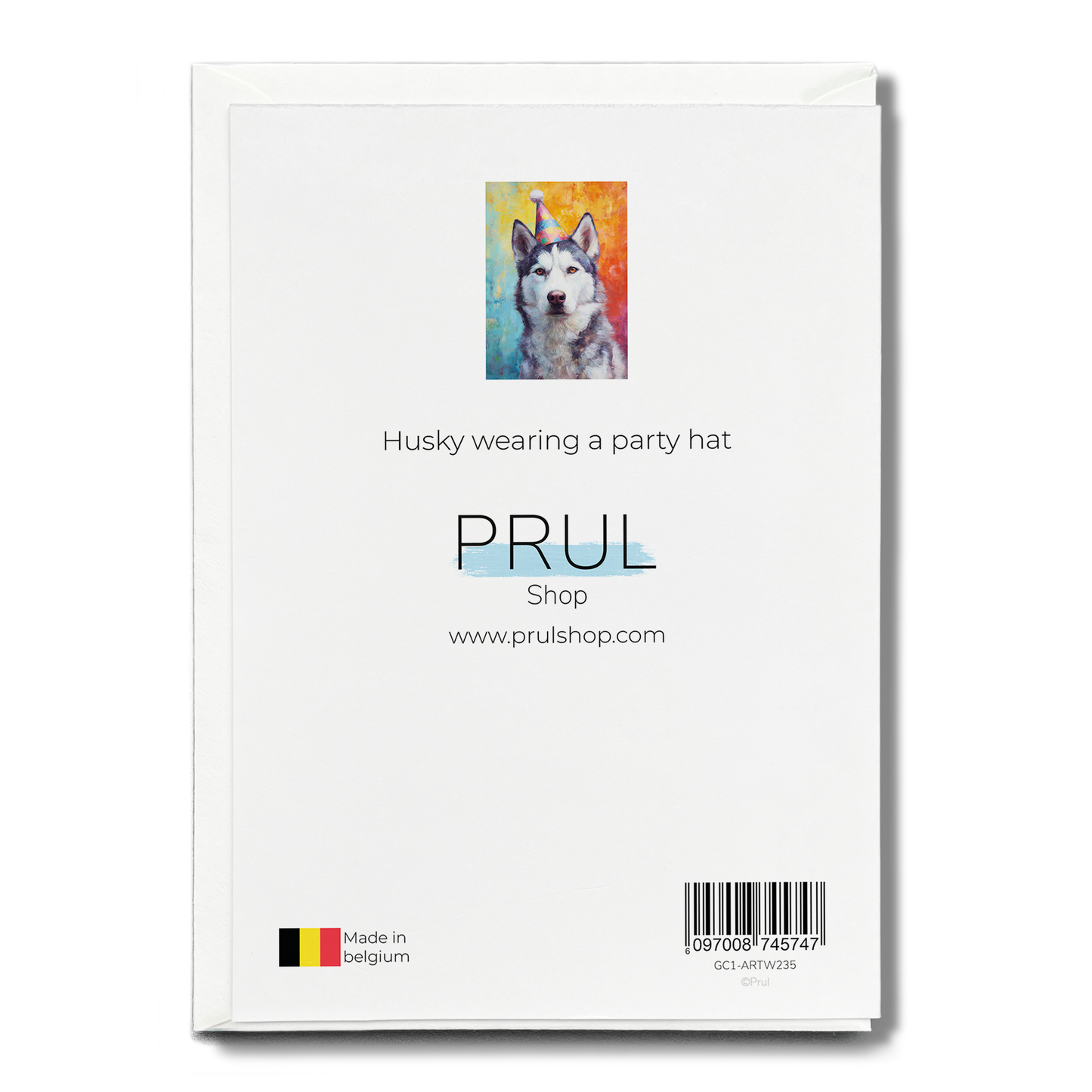 Husky wearing a party hat - Greeting Card
