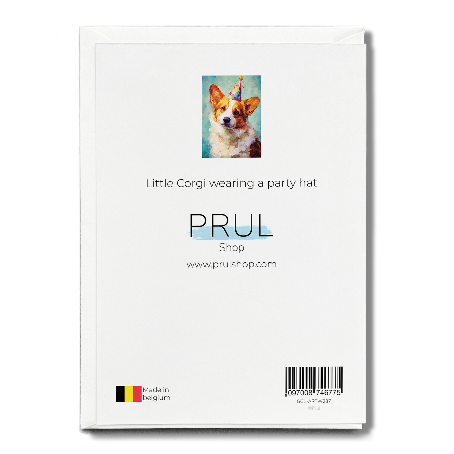 Little Corgi wearing a party hat - Greeting Card