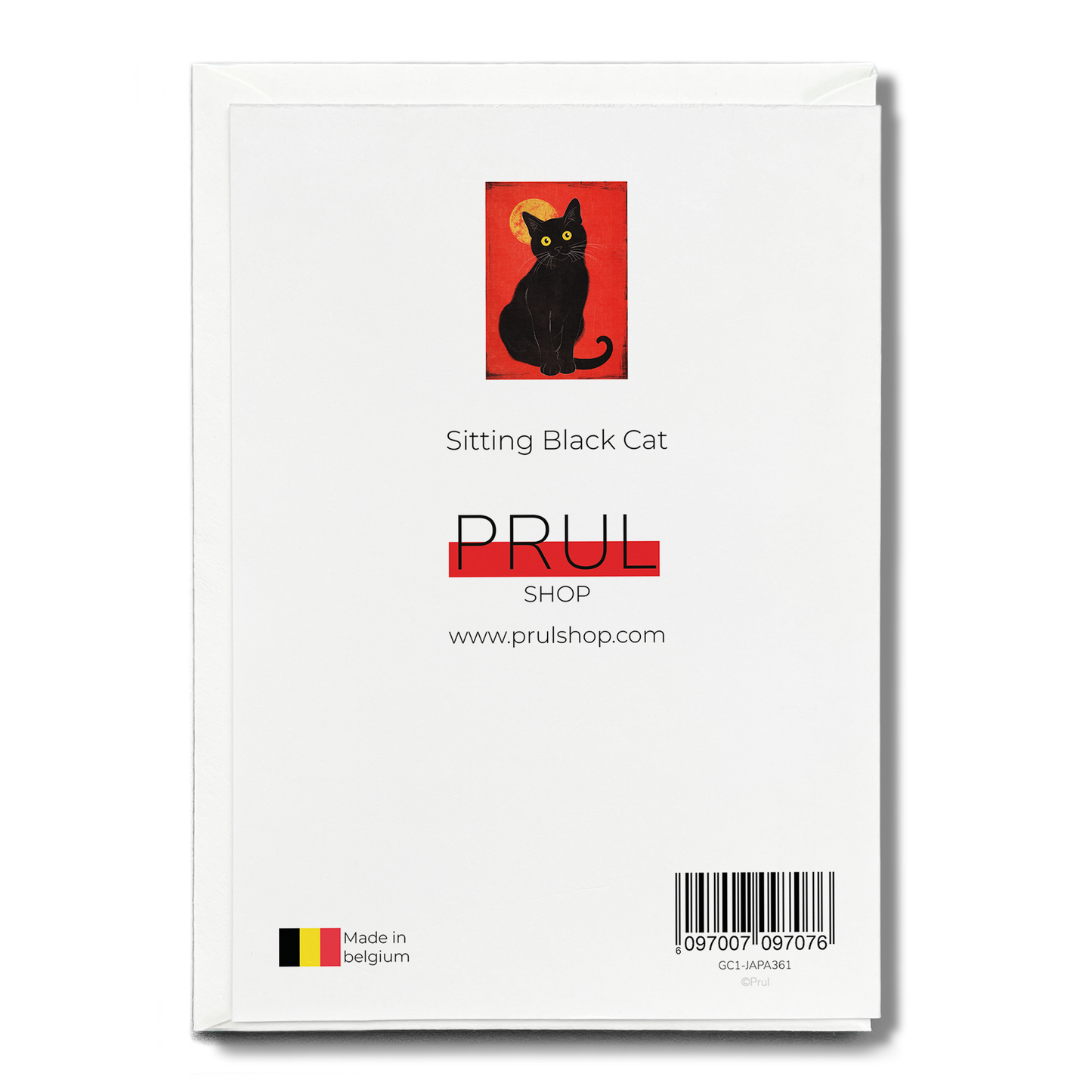 Sitting Black Cat - Greeting Card