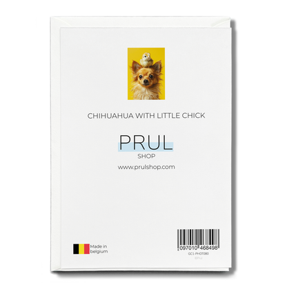 Chihuahua with little chick - Greeting Card