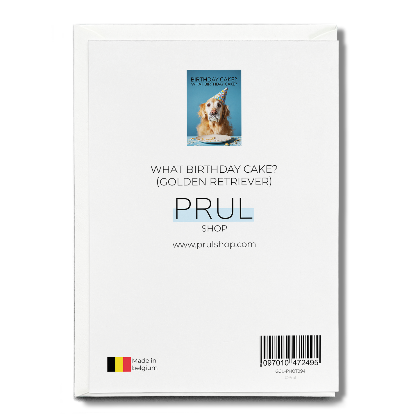 What birthday cake? (Golden retriever) - Greeting Card