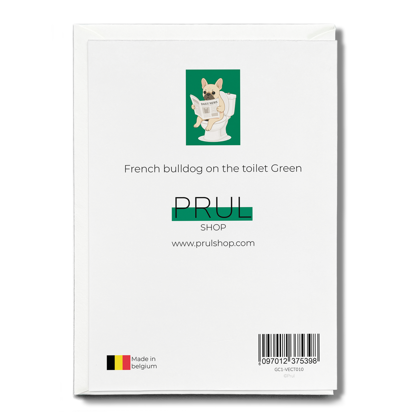 French bulldog on the toilet Green - Greeting Card
