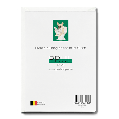 French bulldog on the toilet Green - Greeting Card