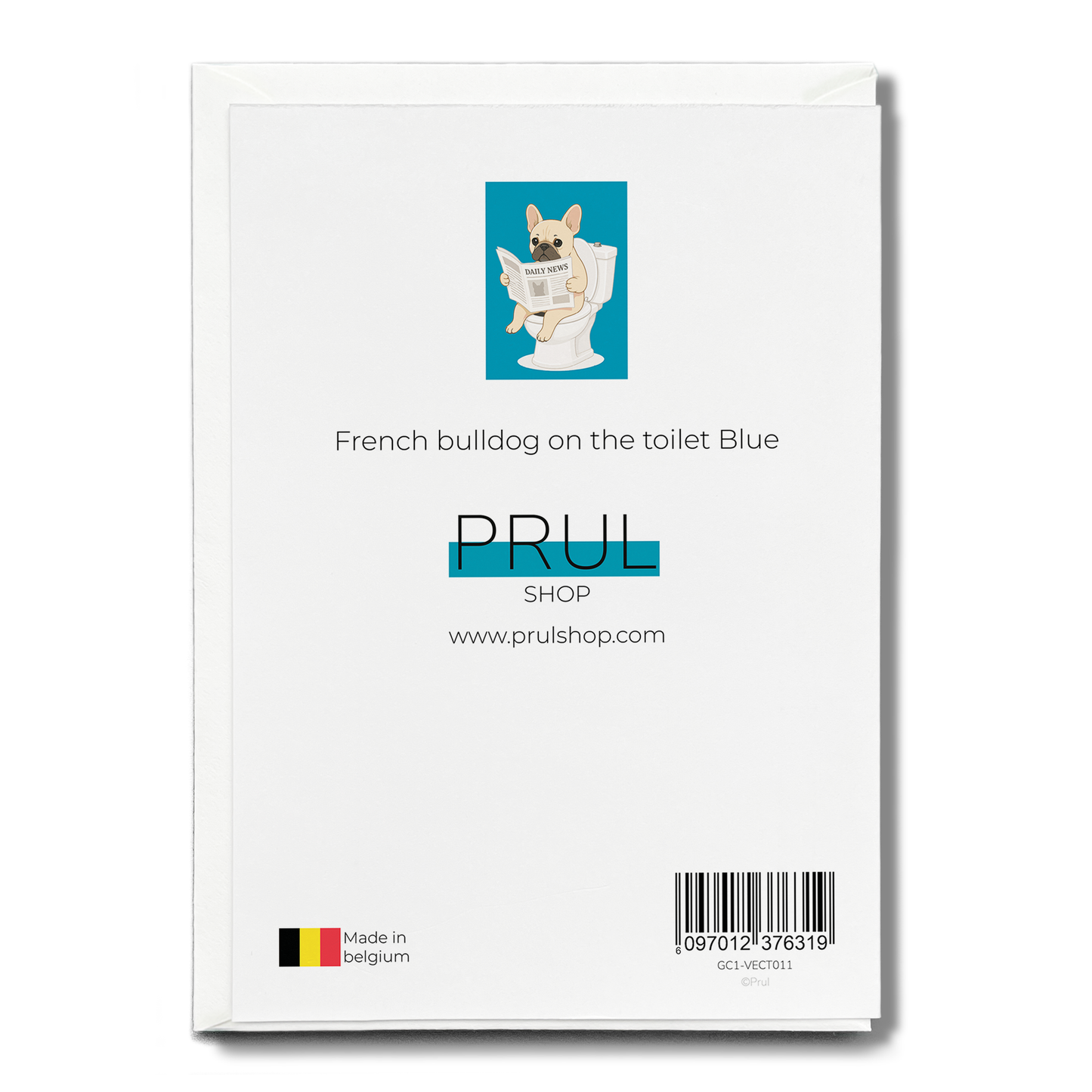 French bulldog on the toilet Blue - Greeting Card