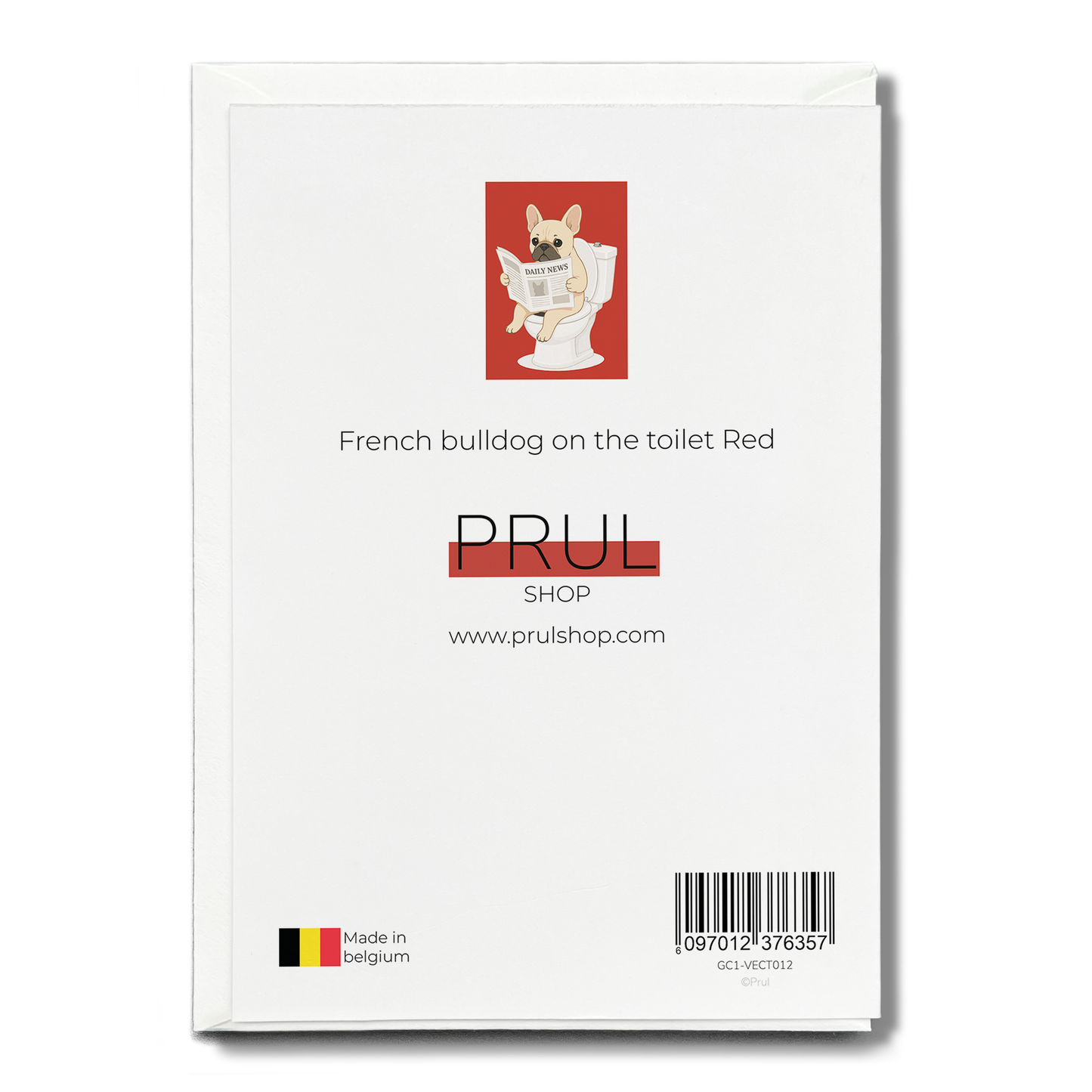 French bulldog on the toilet Red - Greeting Card